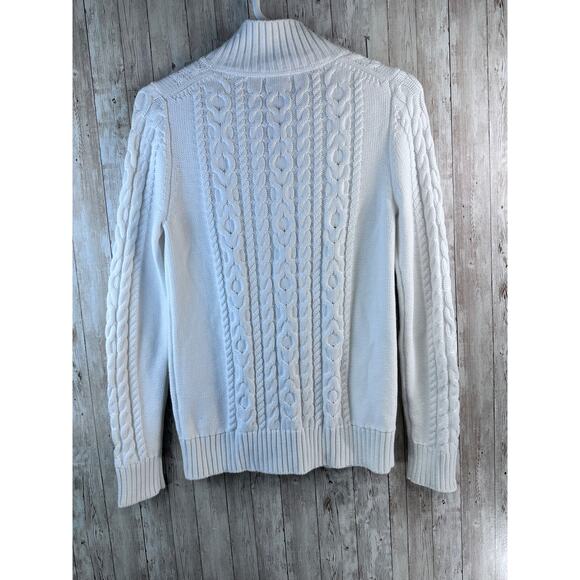 LL Bean Womens CableKnit Coastal Fishermens zip close Cardigan sz XS  ID 298836 - Picture 2 of 7